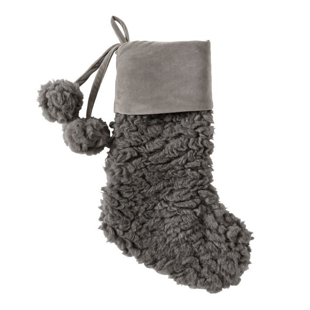 Pottery Barn Teen Oversized and Fluffy Faux Sherpa Stocking with Pom-Pom Accent - Picture 3 of 3